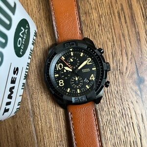 Fossil FS5714 Bronson Chronograph Black Stainless Steel Men’s Watch $295 Retail!